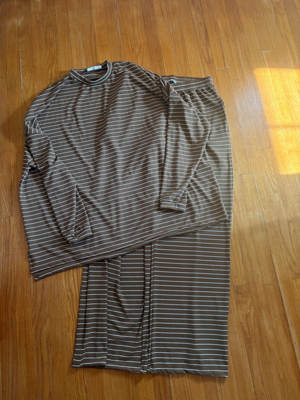 Shop Talulah Long Sleeve Brown Stripe Set - Soft Cotton Blend